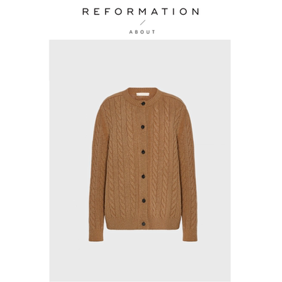 【现货】About Reformation毛衣女开衫小众复古麻花针织绞花外套