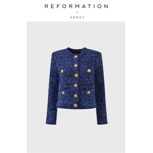 小香粗花尼金扣针织开衫 Reformation法式 About 外套上衣 现货