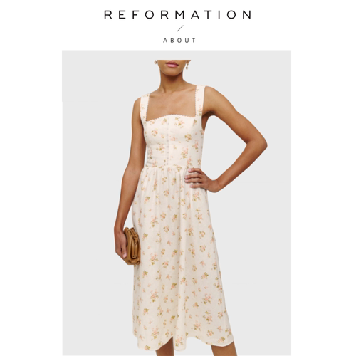【现货】About Reformation碎花方领背带中长款连衣裙法式复古风