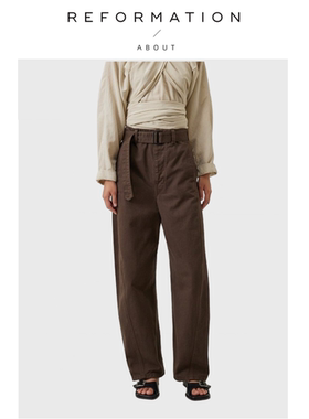 【现货】About Reformation扭缝牛仔裤休闲宽松系腰带直筒长裤女