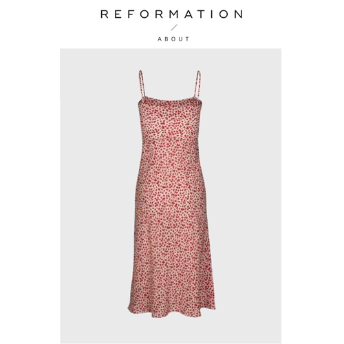 【现货】About Reformation连衣裙法式红色星星碎花沙滩吊带裙女