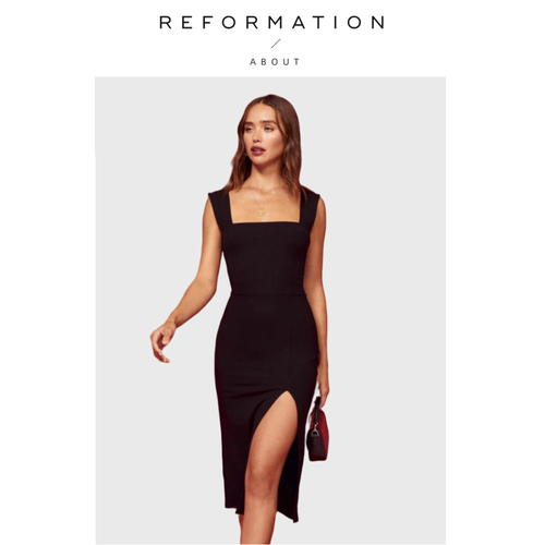 【现货】About Reformation方领收腰吊带裙修身针织背心连衣裙女