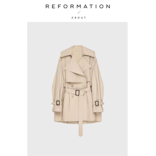 【现货】About Reformation章若楠同款卡其色短款风衣中长款外套
