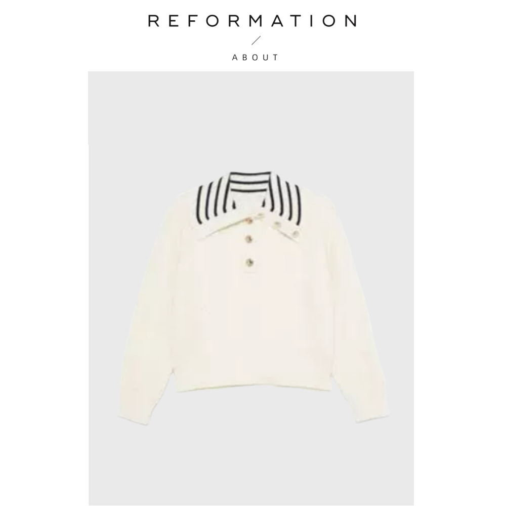 【现货】About Reformation糯米团子针织衫 24白色羊毛大翻领毛衣