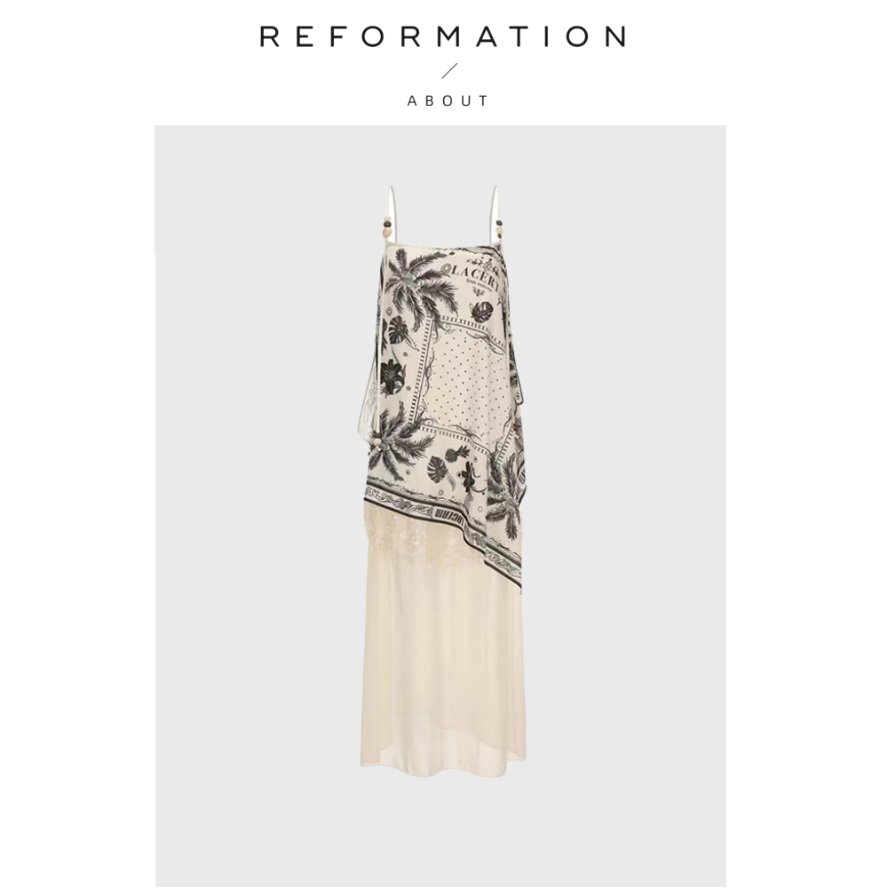【现货】About Reformation高圆圆同款度假吊带裙子丝巾连衣裙女