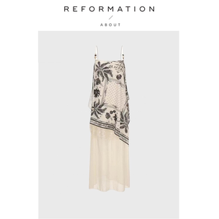 【现货】About Reformation高圆圆同款度假吊带裙子丝巾连衣裙女