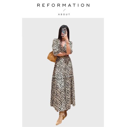 【现货】About Reformation南法假日连衣裙浪漫复古印花收腰长裙