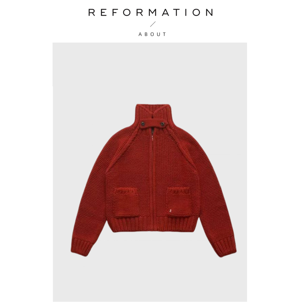 Reformation复古双口袋开衫毛衣