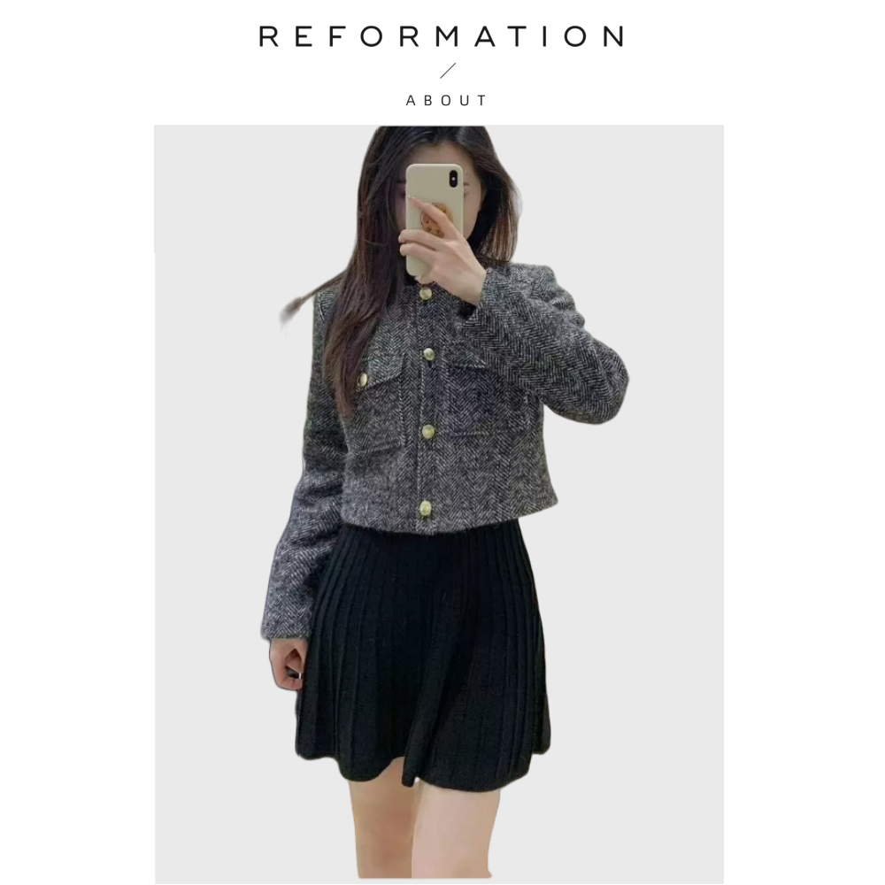 【现货】About Reformation巴黎粗花呢外套 24高级人字纹羊毛夹克