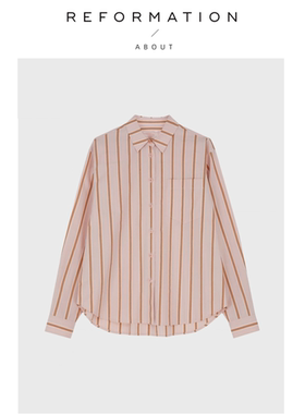 【现货】About Reformation竖条纹衬衫女小众设计感宽松长袖衬衣