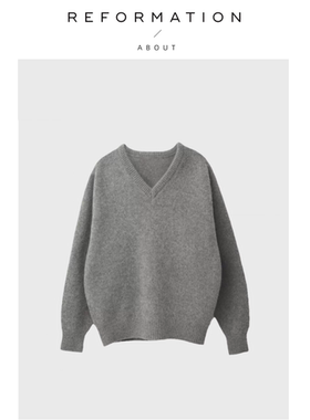 【现货】About Reformation V领毛衣女新款慵懒高级感羊毛针织衫