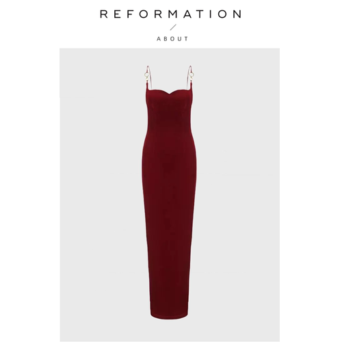 【现货】About Reformation钟楚曦同款连衣裙轻礼服超长款吊带裙