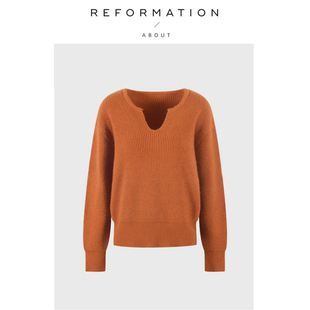 【现货】About Reformation宽松多色毛衣女装韩版V领显瘦针织上衣