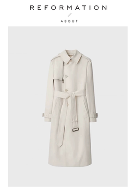 【现货】About Reformation米白色风衣外套中长高级加厚保暖大衣
