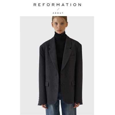 【现货】About Reformation羊毛西装女新款修身双扣气质外套女装