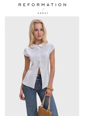 【现货】About Reformation亚麻版衬衫春季立体剪裁收腰无袖衬衣