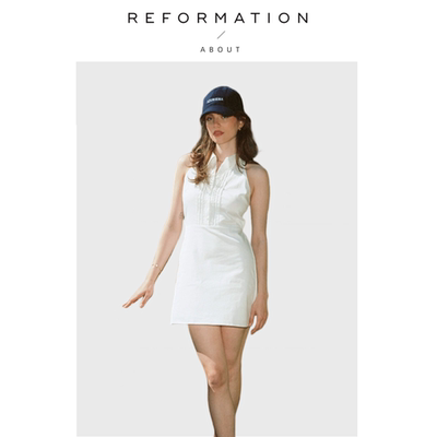 【现货】About Reformation翻领背心小白裙收腰显瘦舒适百搭法式