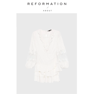 Reformation好轻盈 About 荷叶边短裙浪漫V领收腰连衣裙 现货