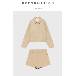 现货 短款 About 套装 夹克外套高腰短裤 Reformation高级味拿捏