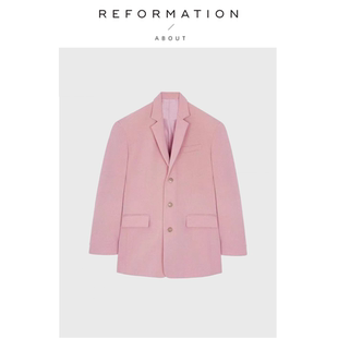 Reformation春秋垫肩西装 About 单排扣羊毛外套廓形西服 现货