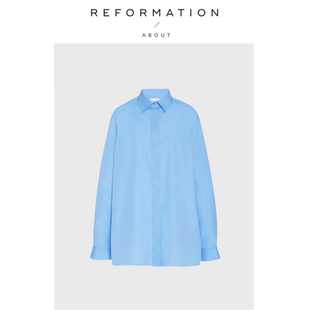 Reformation蓝色衬衫 About 女衬衣简约设计百搭气质上衣 现货