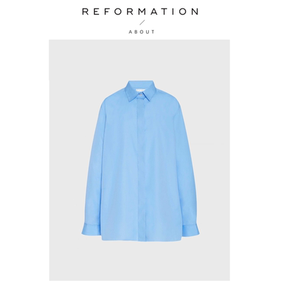 【现货】About Reformation蓝色衬衫女衬衣简约设计百搭气质上衣