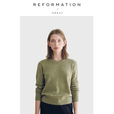 【现货】About Reformation羊毛毛衣女韩版高级感宽松V领针织衫