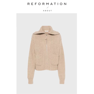 Reformation加厚宽松针织POLO领拉链开衫 About 毛衣外套 现货