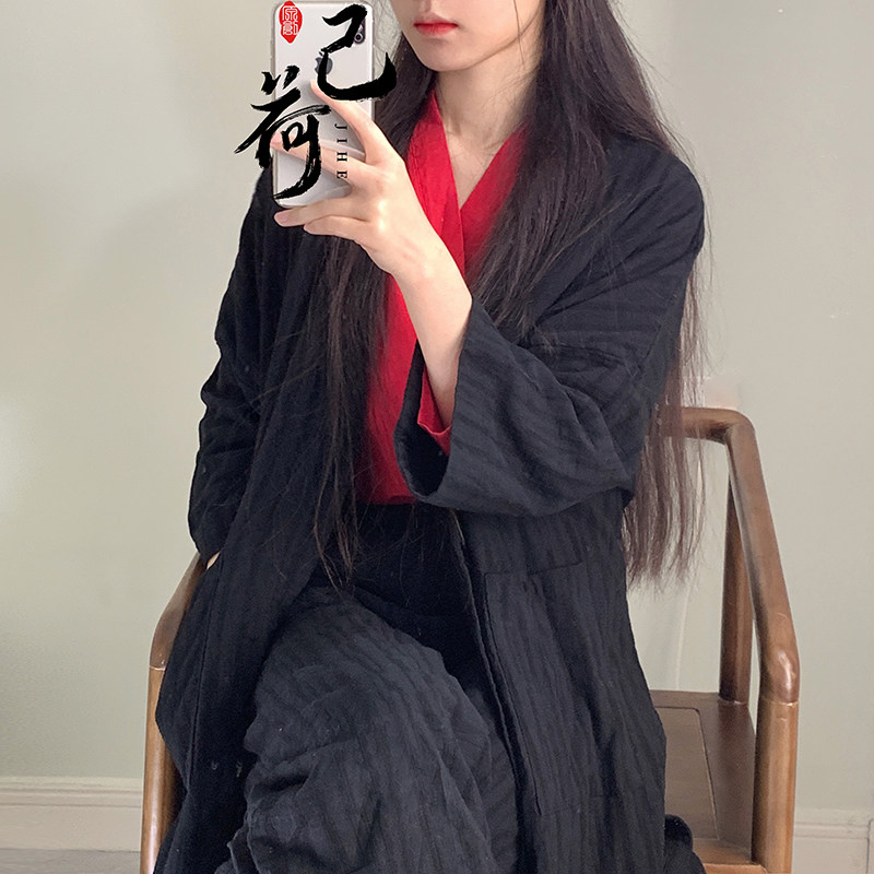 新中式国风宋制汉服女装汉元素日常通勤禅意套装长款古拙开衫秋款图片