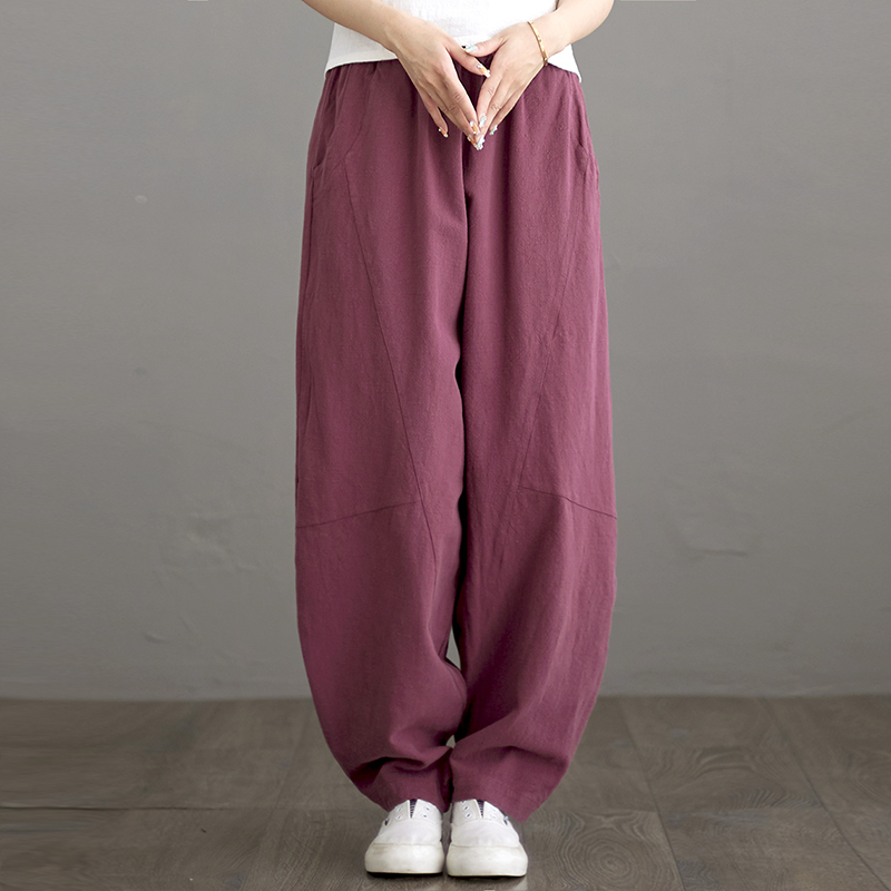 复古瑜伽裤亚麻宽松晨练工裤禅意打坐长裤男裤萝卜裤春夏季女裤子