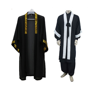 回字武当外袍道士服装太极服八卦衣经衣法衣包边长道袍黑色披纱