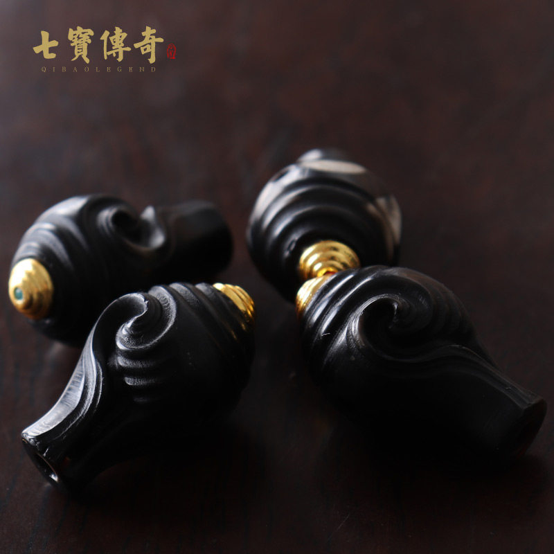 藏传天珠雕刻海螺三通 藏式文玩配件 diy佛珠念珠手串佛头配饰