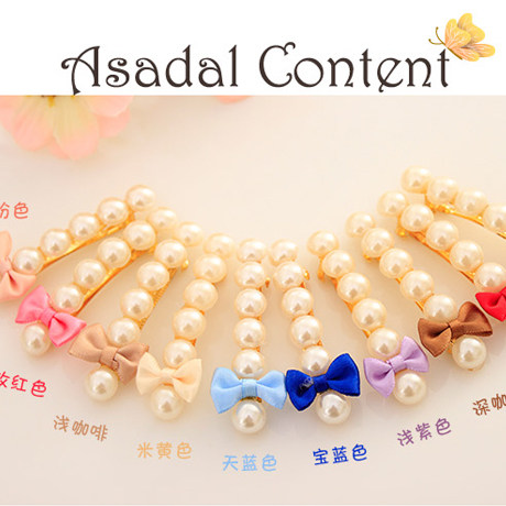 B499 韩版饰品 精致秀美珍珠 蝴蝶结发夹 发卡 全场满额包邮