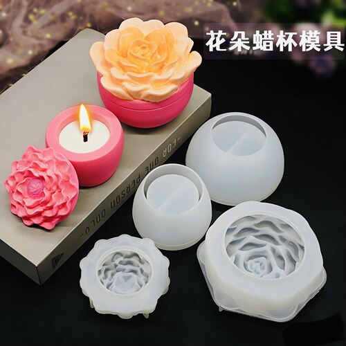 花朵香薰蜡烛杯硅胶模具