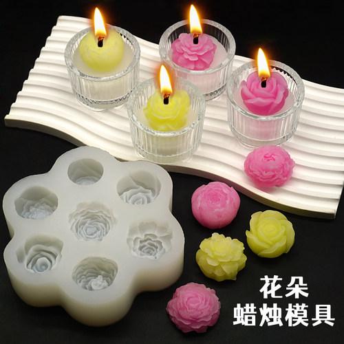 花朵香薰蜡烛硅胶模具石膏配件