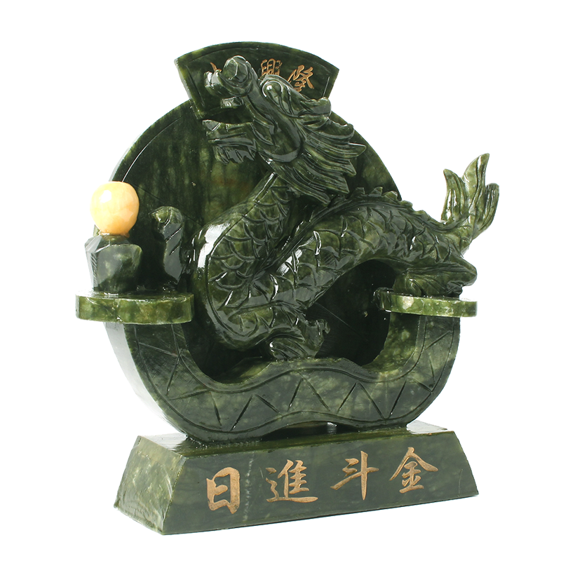 玉石龙摆件青龙石头玉龙饰品