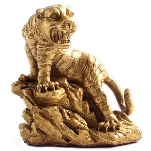 玄众阁 铜虎摆件老虎吉祥物上山虎饰品生肖虎形金虎金属寅虎属虎