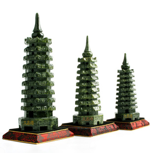 玄众阁 天然玉石塔9层文昌塔饰品九层塔青玉十三层13层玉塔摆件