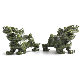 玄众阁 石雕貔貅公母运财皮休摆件一对玉石天禄吉祥物聚财玉皮丘