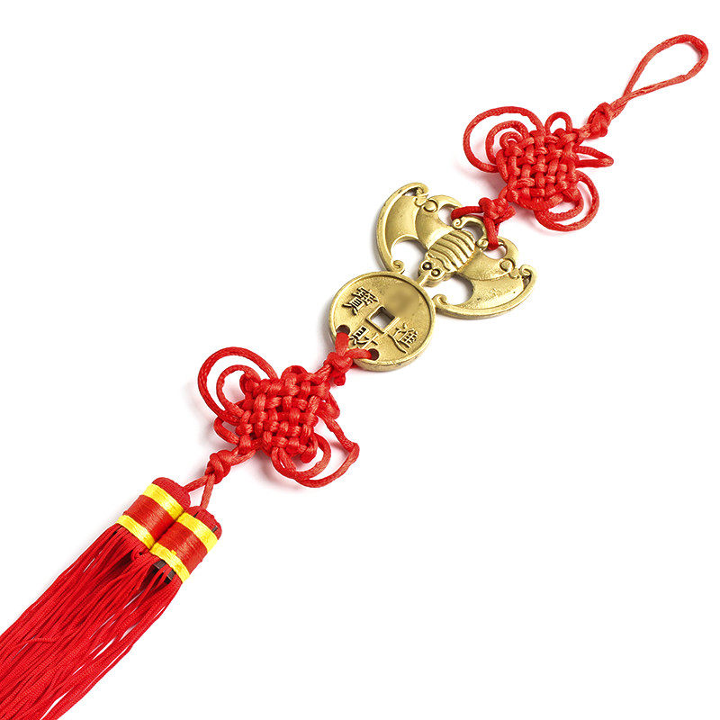 玄众阁 铜蝙蝠钱横梁压顶挂件金钱福鼠化梁压吊钱九星蝠鼠铜钱