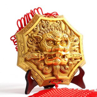 玄众阁 铜质狮咬剑牌挂件吞口兽狮子咬剑摆件兽头八卦睚眦大门