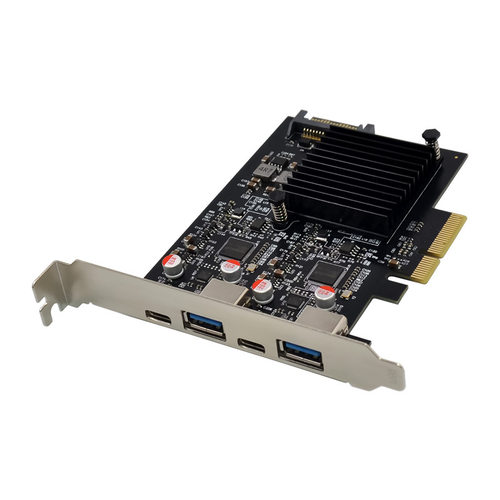 PCIe x4 ASM3142四口USB3.2 2A2C 10G速工控采集卡 2个A口 2个C口
