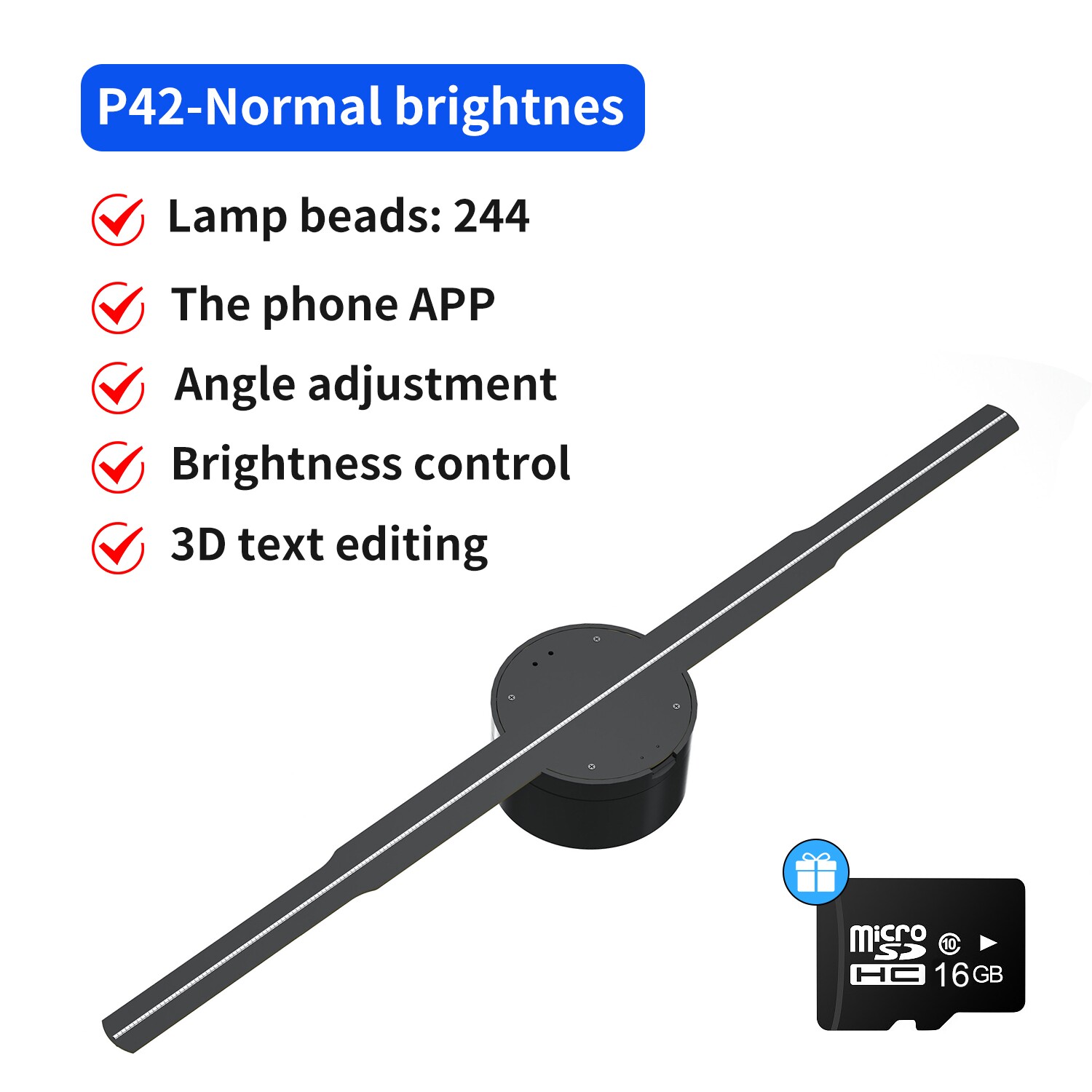 裸眼3d全息风扇屏壁挂广告机led立体旋转悬浮显示空中成像投影仪