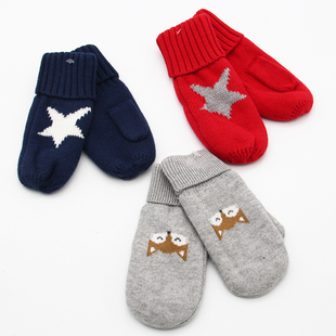 儿童手套秋冬季男女童针织连指手套婴幼儿宝宝五角星棉线保暖手捂