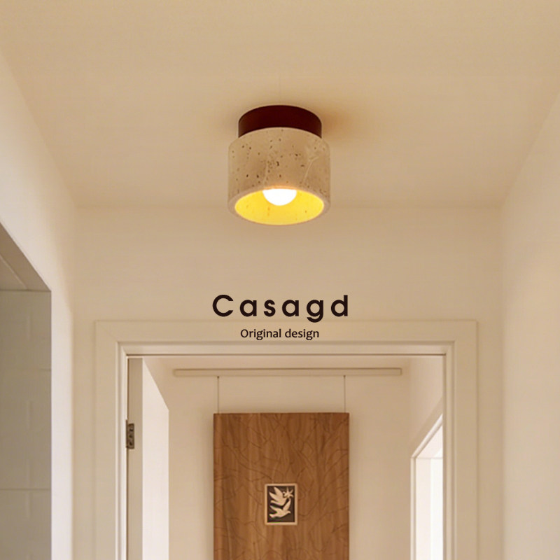 日式侘寂风黄洞石吸顶灯设计师创意入户走廊过道玄关阳台小灯casa