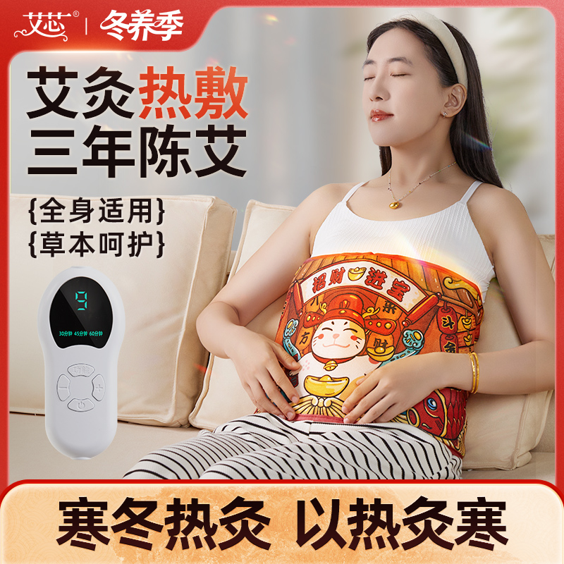 艾芯正品艾草热敷包电加热理疗袋艾绒艾灸腰部宫暖肩颈家用非粗盐