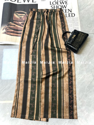 26夏上新法式复古洋气减龄百搭显瘦气质松紧慵懒风撞色休闲阔腿裤