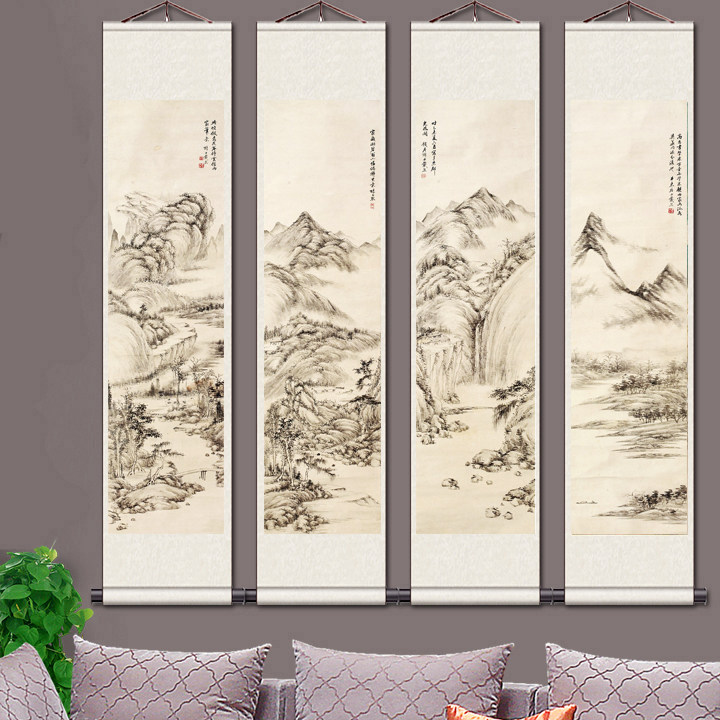 卷轴字画中式客厅办公室茶室国画山水画春夏秋冬四条屏字画装饰画在类目 家居饰品, 装饰画, 书法中 - 来自Buy2taobao.com提供专业的淘宝代购服务