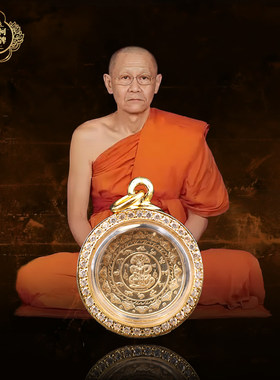 泰国正品品阿赞初2550年纯银泽度金背面有镜子手刻符文带萨马空卡