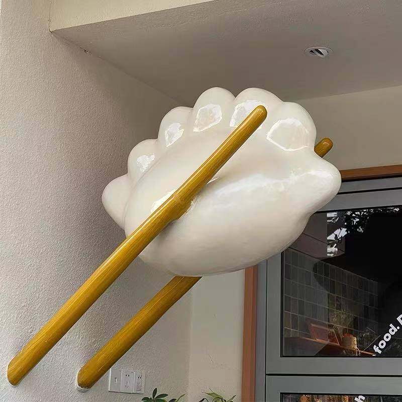 玻璃钢仿真食物云吞饺子雕塑模型门头招牌装饰品网红打卡拍照摆件